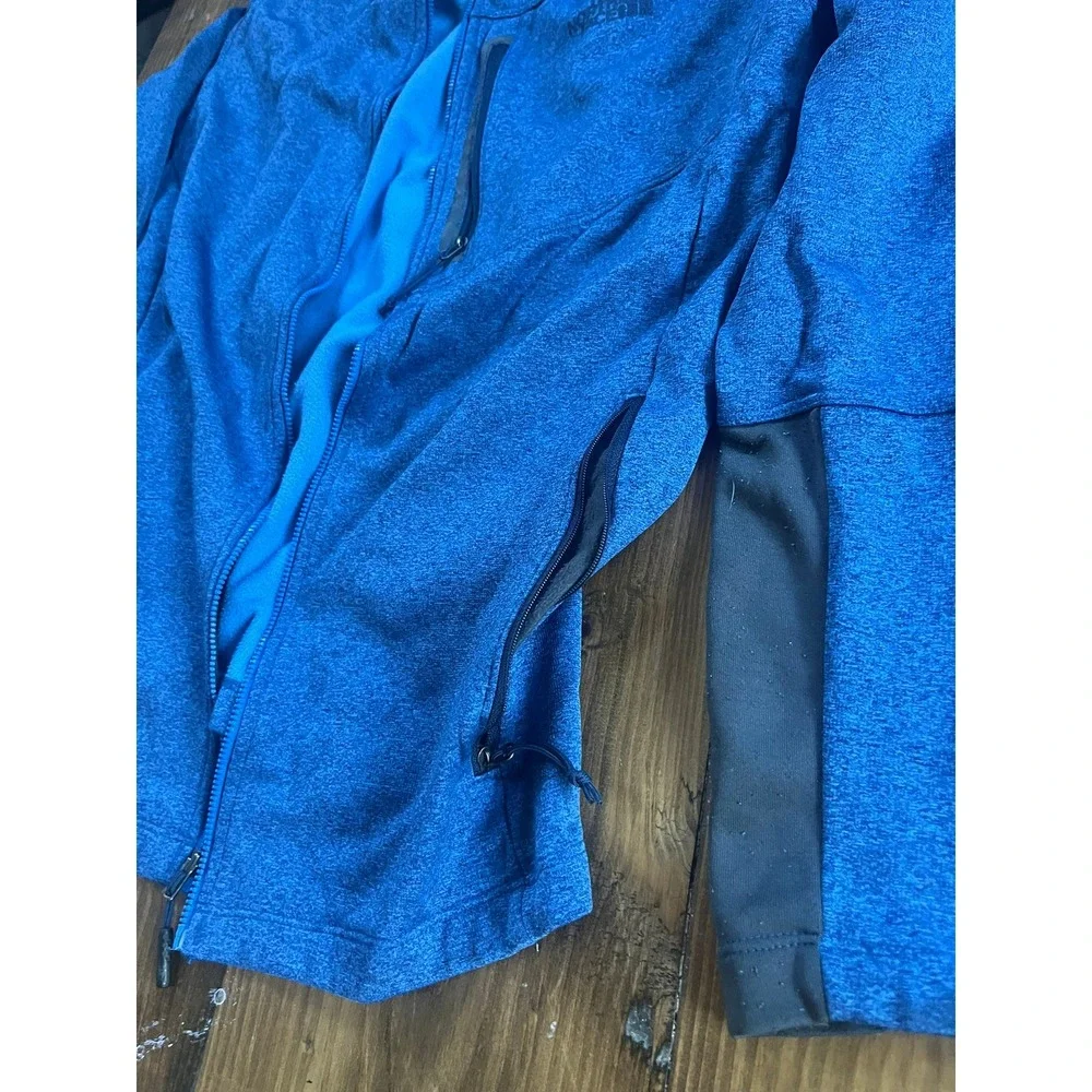 The North Face Mens Blue Heathered Full Zip Fleece Hoodie Jacket Large‎ L